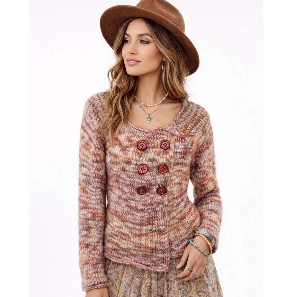 Anthropologie Sleeping On Snow Double Breasted Wool Knit Cardigan Sweater
